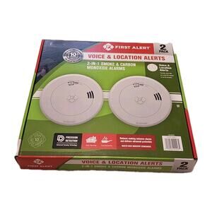 NEW First Alert 2-in-1 Smoke & Carbon Monoxide Alarms with Voice Alerts 2 Pack